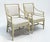 English Vintage Target Back Rattan Armchairs With Custom Geometric Upholstery For Sale - Image 3 of 11