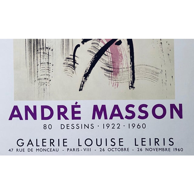 André Masson, French Abstract Surrealist Vintage Lithograph Mourlot Poster Andre Masson For Sale - Image 4 of 7