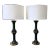 Large Scale Black and Brass Bamboo Metal Table Lamps Pair For Sale