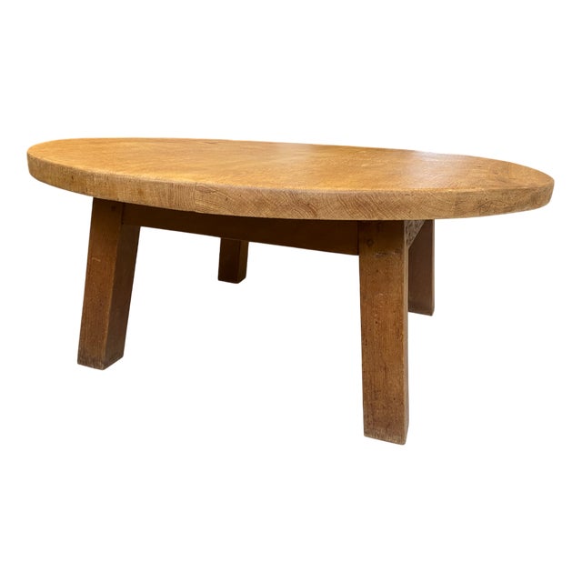 Round Coffee Table in Oak, 1950 For Sale