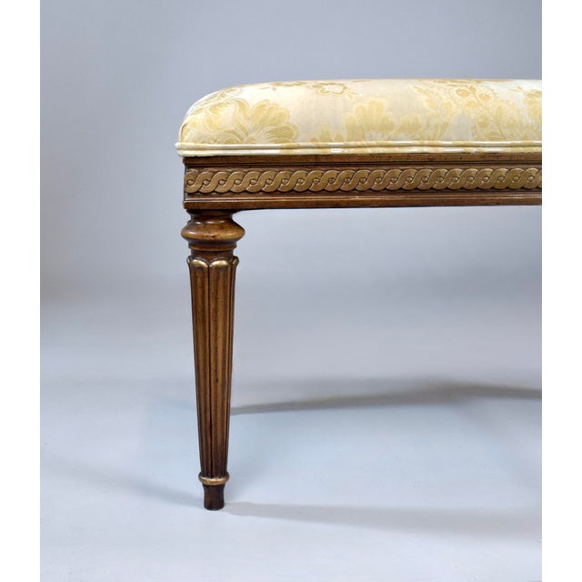 Louis XVI Style Benches After Baker Furniture, Giltwood & Silk, 1960s For Sale - Image 9 of 13