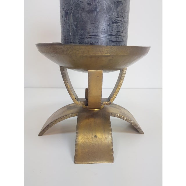 Vintage Brutalist Brass Candleholder, 1960s For Sale - Image 4 of 9