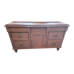 Antique Pine Dresser Base From England With Brass Handles