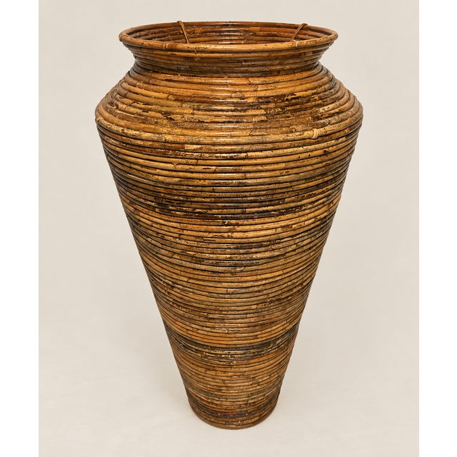Vintage Italian Pencil Reed Floor Vase For Sale - Image 10 of 11