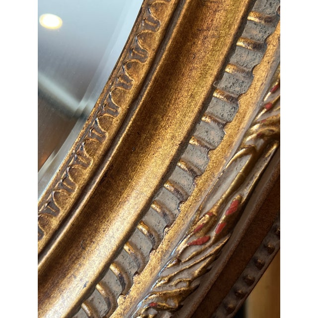 French Louis XVI Style Gold Oval Wall Mirror For Sale - Image 13 of 18