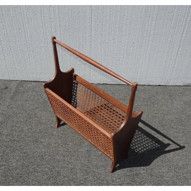 Vintage Mid Century Modern Cane Magazine Rack Chairish