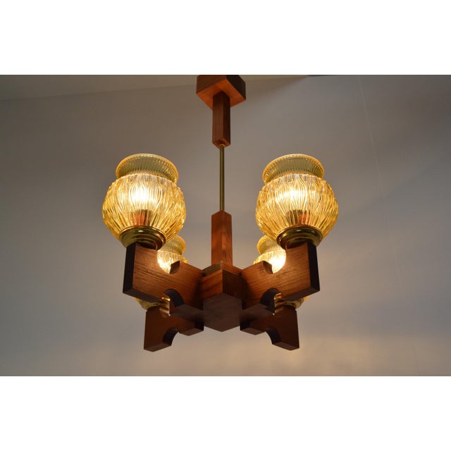 Brown Wood Ceiling Light, 1980s For Sale - Image 8 of 10