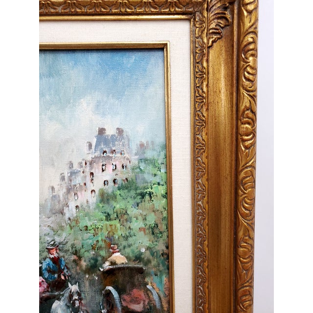 Mid 20th Century French Parisian Scene Framed Oil Painting by J. Gaston For Sale In Miami - Image 6 of 14