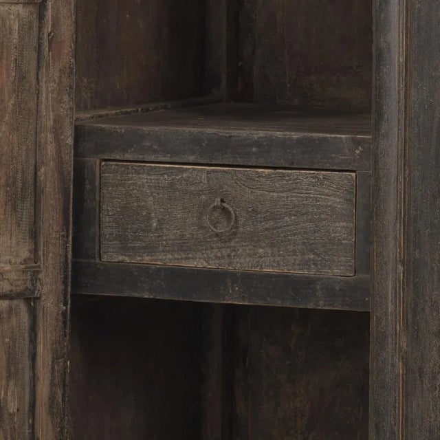 Large Tapered Dark Elm Cabinet For Sale - Image 10 of 11