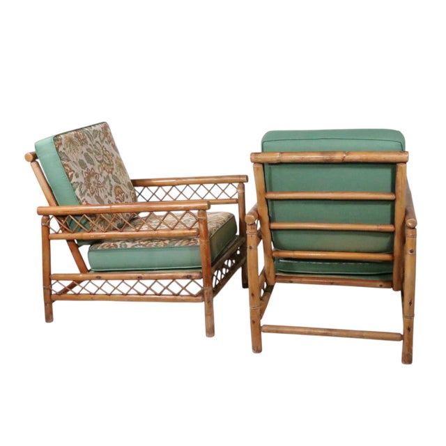 Mid 20th Century Pr. Mid 20th Century Bamboo Lounge Chairs For Sale - Image 5 of 10