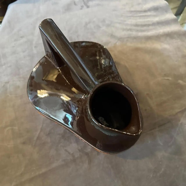 1970s Modernist Fat Lava Brown and Orange Ceramic West German Jug For Sale - Image 9 of 12