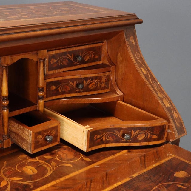 Wood Dutch Style Secretaire with Floral Inlays For Sale - Image 7 of 15