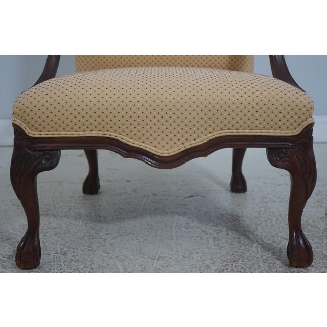 Pair Chippendale Ball and Claw Upholstered Library Chairs For Sale - Image 13 of 18