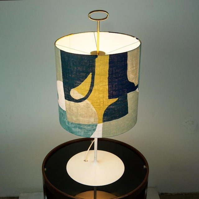 Metal Mid-Century Austrian White Lacquer and Brass Table Lamp attributed to J. T. Kalmar, 1960s For Sale - Image 7 of 11