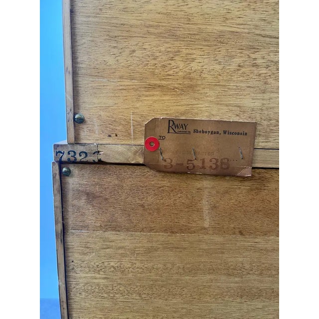 Mid-Century Modern R-Way Birdseye Maple Highboy Chest of 5 Drawers For Sale - Image 18 of 18