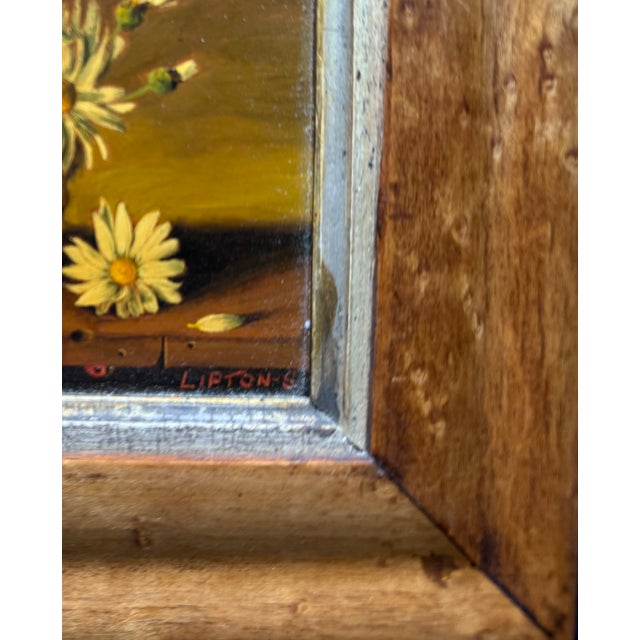 1990s 1990s Sondra Lipton Miniature Still Life Painting of Daisies American, Framed For Sale - Image 5 of 6