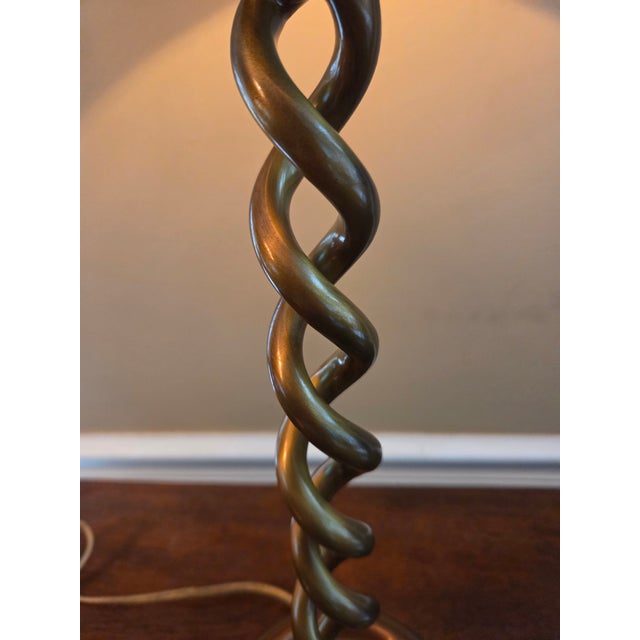 Late 20th Century Brass Finish Twist Candlestick Lamp For Sale - Image 4 of 11