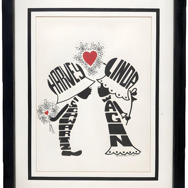 1979 Silhouette Art Lithograph by Julie Dennis. The personates are made up of the names " Harvey" and "Linda" and are...