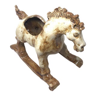 1976 Pottery Rocking Horse Planter by John Carlos Lopez For Sale