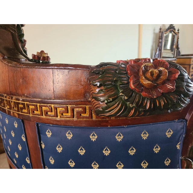Antique French Empire Style Lit Bateau Bed in Carved Wood, 1880 For Sale - Image 6 of 18