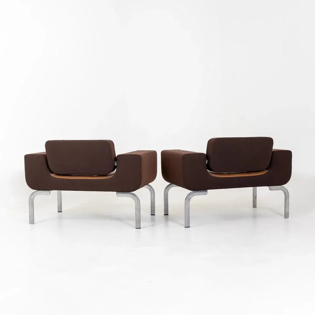 1970s Set of Italian Brown Leather Lounge Chairs, 1970s For Sale - Image 5 of 15