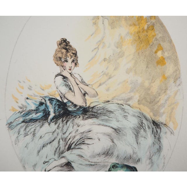 Louis Icart, Jeune femme à la cruche brisée, Etching For Sale - Image 4 of 6