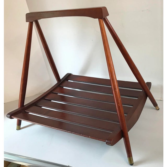 Mid-Century Modern Mid Century Scheibe Wooden Slat Magazine Rack For Sale - Image 3 of 10