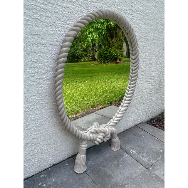 Vintage Rope Frame Oval Mirror With Tassel Detail For Sale - Image 13 of 14