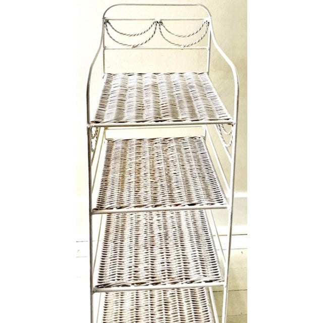 Neoclassical White Wicker and Cast Iron Shelf For Sale - Image 4 of 9