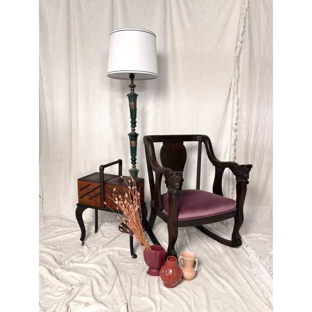 Late 19th Century Gothic Carved Wood Rocking Chair With Women's Faces For Sale - Image 13 of 13