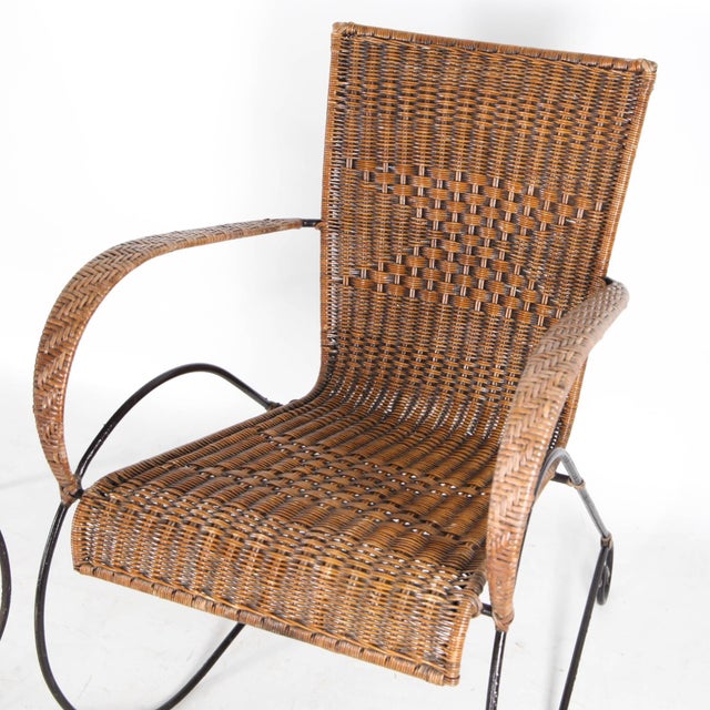 Set of Wicker and Iron Armchairs, 1970s For Sale - Image 6 of 9