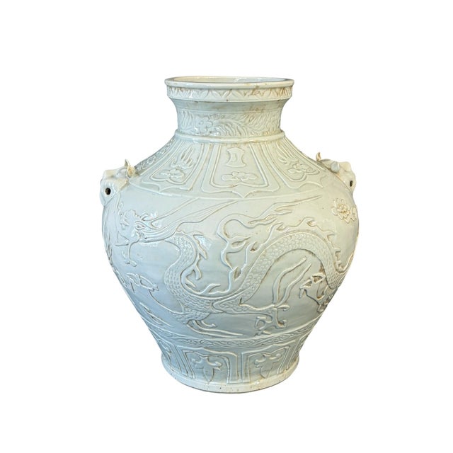 A superb light celadon porcelain jar Yaun dynasty Style showcasing the refined craftsmanship of traditional Chinese...