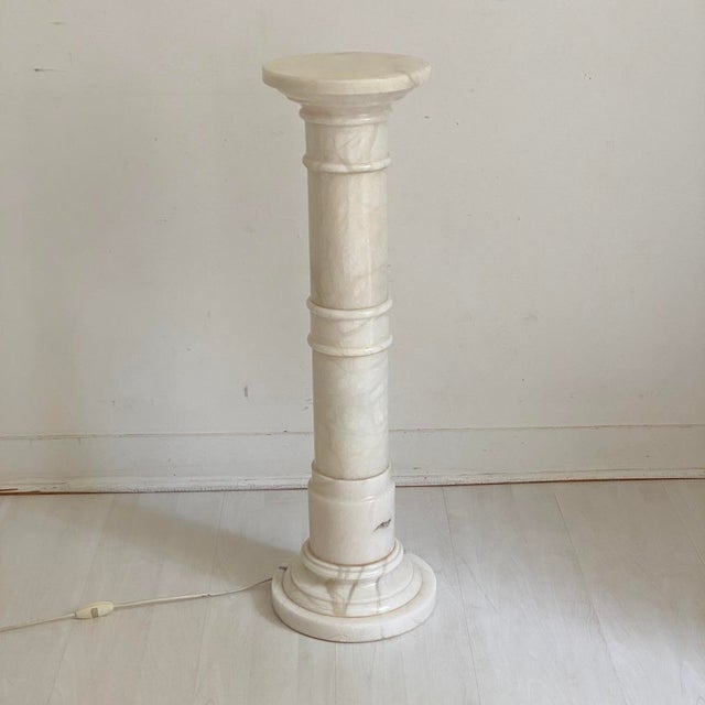 Illuminated Alabaster Column Stand, 1970s For Sale - Image 9 of 9