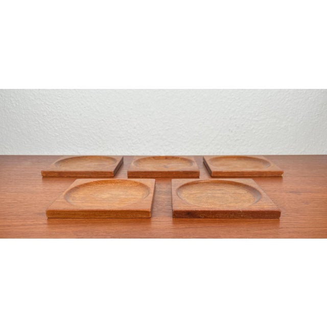 Mid-Century Teak Coasters, 1960s, Set of 5 For Sale - Image 6 of 14