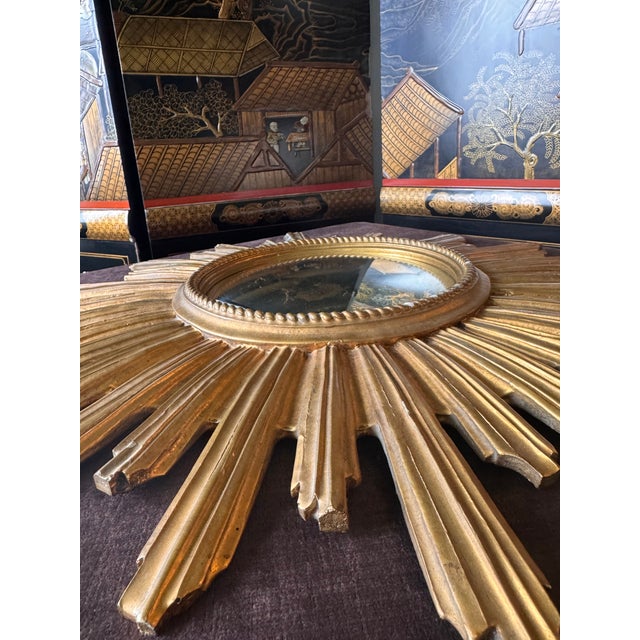 Wood Antique Sunburst Mirror For Sale - Image 7 of 9