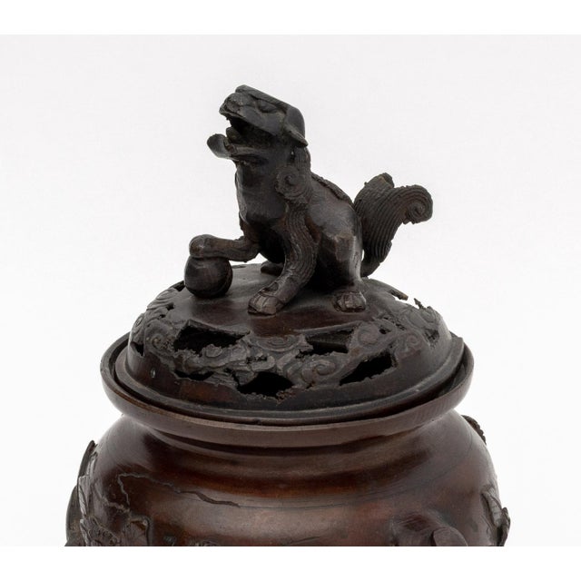 Chinese Patinated Bronze Tripod Censer For Sale - Image 4 of 12