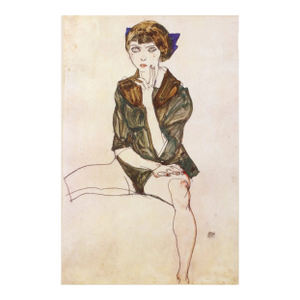 1981 Egon Schiele 23 Erotic Drawings Seated Girl in Green Blouse