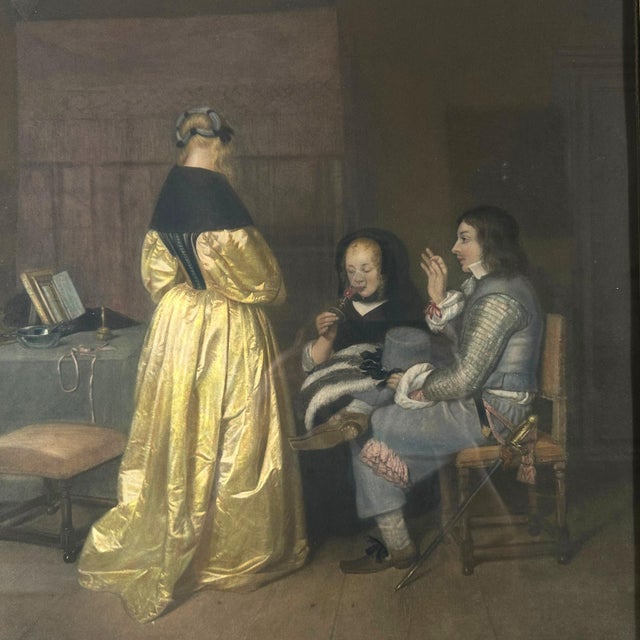 After Gerard de Borch (Dutch, 1617-1681), The Gallant Conversation. This a framed reproduction print after the original...