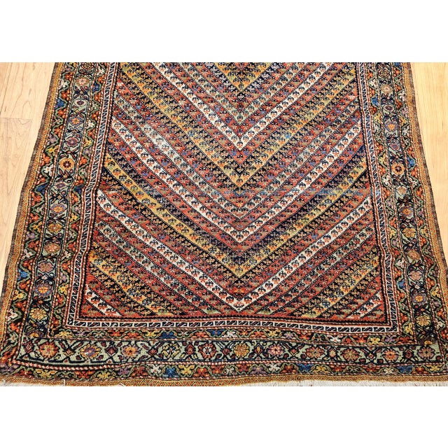 Red Antique Persian Senneh Area Rug, Hand-Knotted Wool, Hashtrang Allover Paisley Pattern, Red, Navy & Multicolor, 4x6 For Sale - Image 8 of 13
