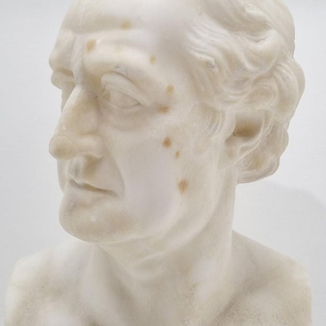 Alabaster Bust of Goethe in the style of Rauch For Sale - Image 11 of 15