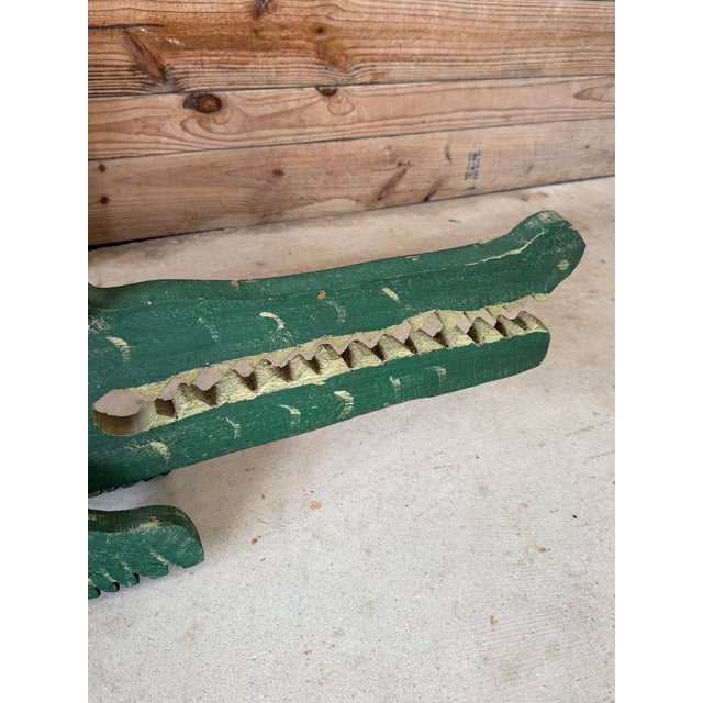 Rustic Monumental Vintage Folk Art Florida Alligator Wood Sculpture For Sale - Image 3 of 12