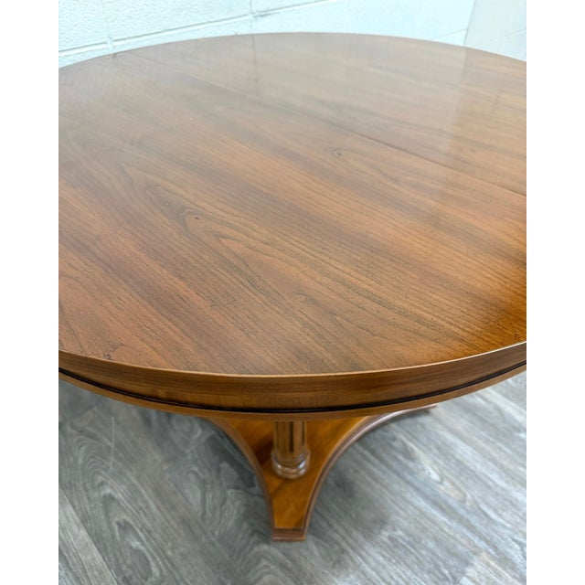 Late 20th Century Vintage Neoclassical Regency Revival Walnut Pedestal Dining Table For Sale - Image 5 of 17