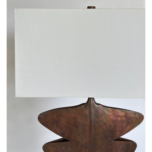 2020s Arteriors Modern Tall Aged Copper Sculptural Table Lamps For Sale - Image 5 of 6