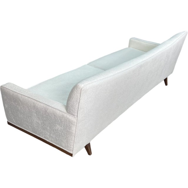 Mid Century Tuxedo Sofa in White Boucle For Sale In West Palm - Image 6 of 9