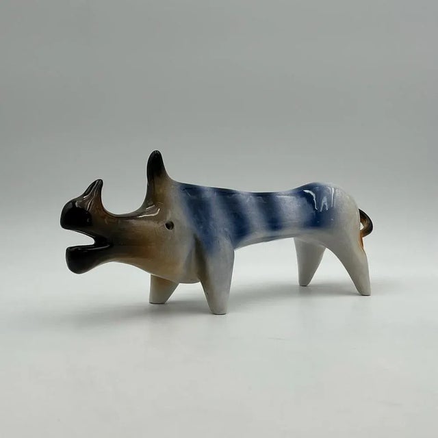 Ceramic Handmade Ceramic Rhinoceros Sculpture by Roberto Rigon, 1970s For Sale - Image 7 of 11