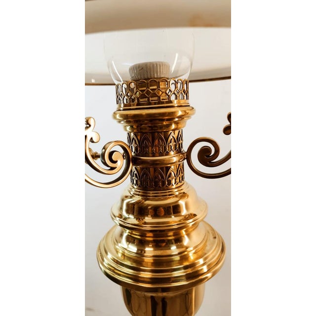 Mid-Century Modern Brass and Opal Glass Floor Lamp For Sale - Image 3 of 18