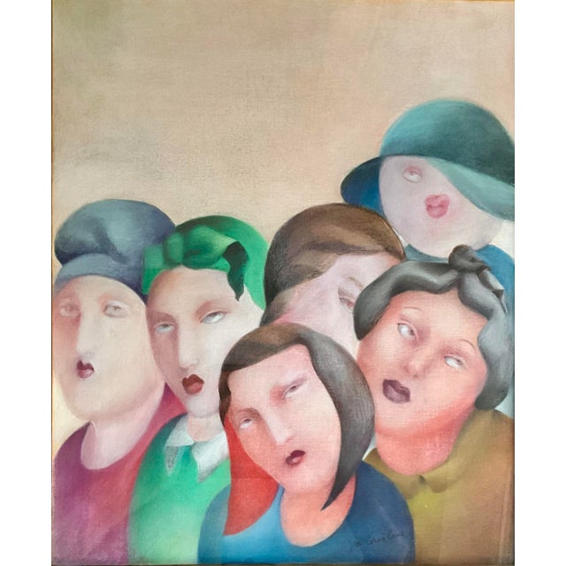 Original signed French pastel on stretched canvas by Jeanne-Marie Cornelius, dating from approximately the 1970s–1980s....