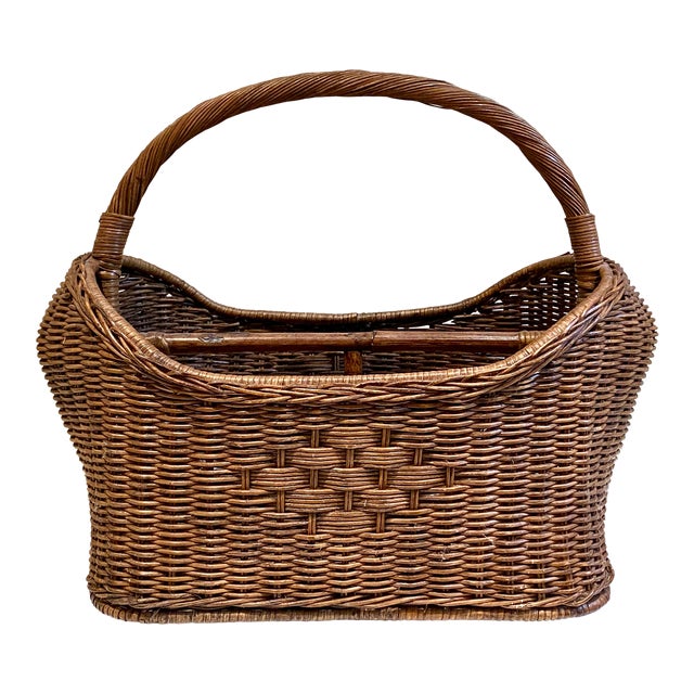 Vintage Wicker Magazine Basket With Woven Detail Chairish
