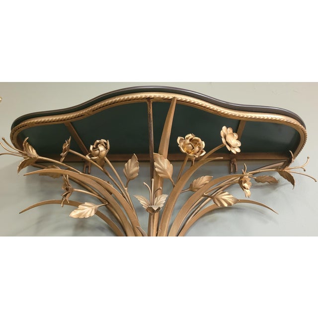 Metal Fine 1950s Gilt Metal Shel With Elgomise Mirror Top For Sale - Image 7 of 10