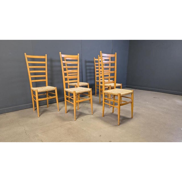 Italian Beechwood Ladder Back Chairs, 1970s, Set of 6 For Sale - Image 10 of 14